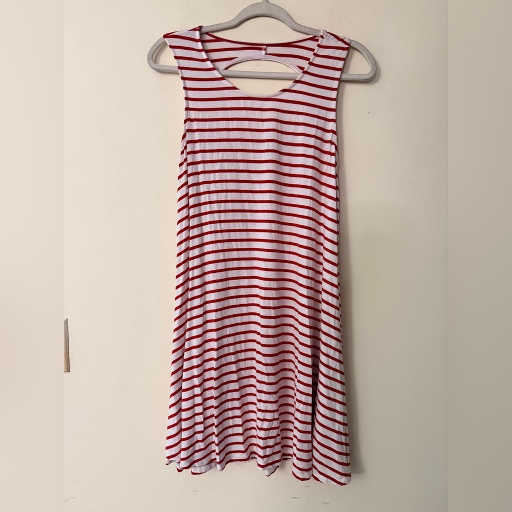 Wishlist Red and White Striped Sleeveless Dress, no size tag, Soft and Stretchy